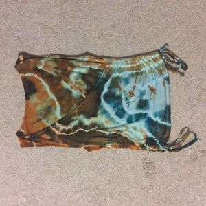 Small Blue/Orange Side Tie Geode Tie Dye Tank Top